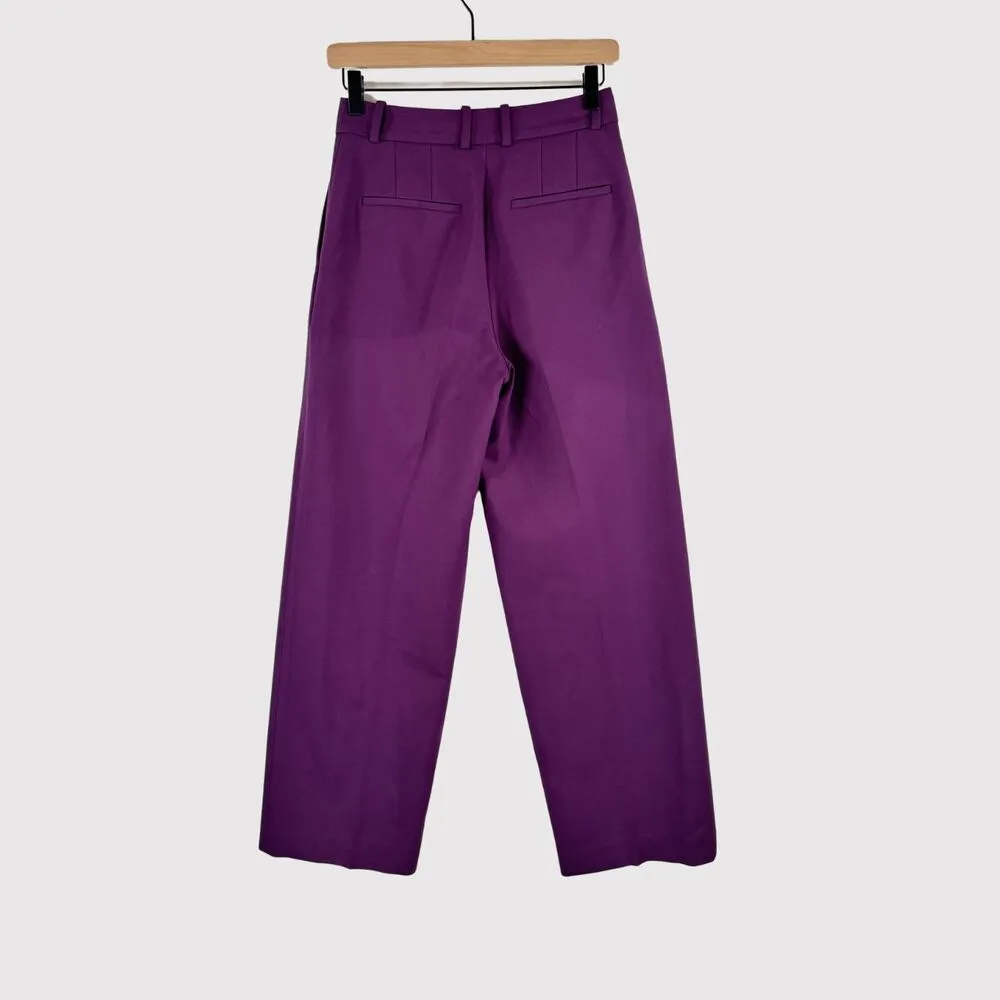 Aritzia Babaton Women Dress Pants Purple Pleated Front Straight High Rise Size 2 - Image 2