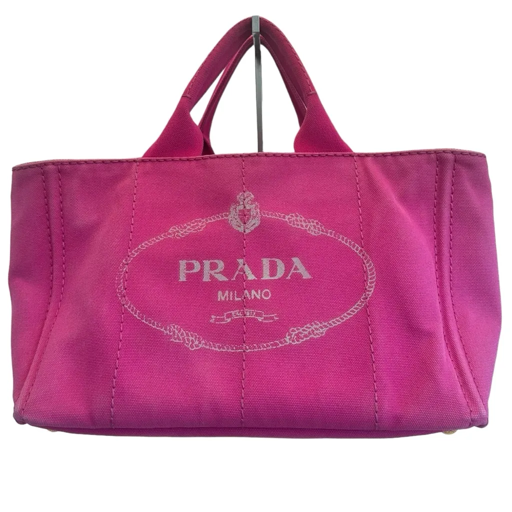 Prada Canapa Shoulder Crossbody Bag Tote Fuchsia Pink Purple Large Summer - Image 4