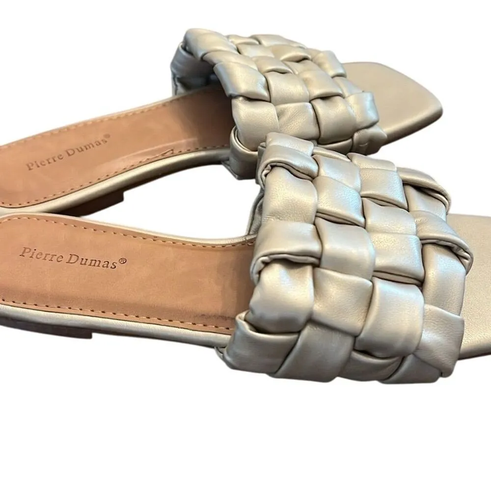 Pierre Dumas Women's Gold Braided Slide Sandals Size 7.5 Casual Summer - Image 4