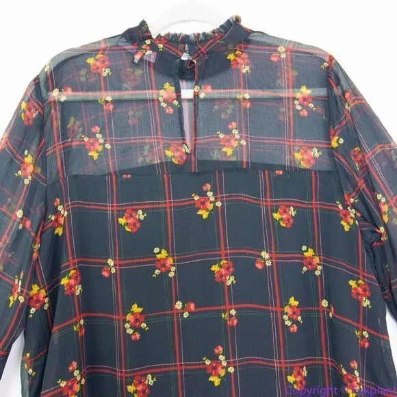 Eloquii floral print shift dress ruffle neck‎ flare long sleeve, 14 - Image 6