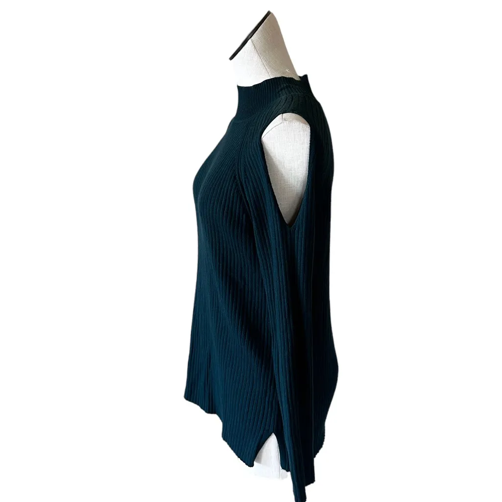 NWOT CHICO'S Cold-Shoulder Sydney Pullover Sweater Top Teal Stretch - Image 6