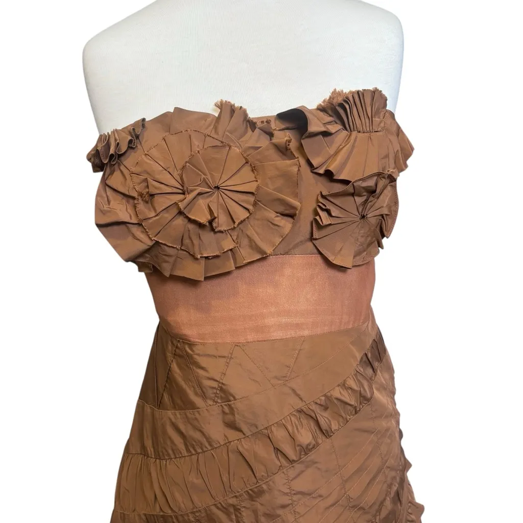 BCBG Maxazria Silk Vintage Brown Vintage Y2K 90s Brown Dress Formal Rare Sz 10 - Image 11