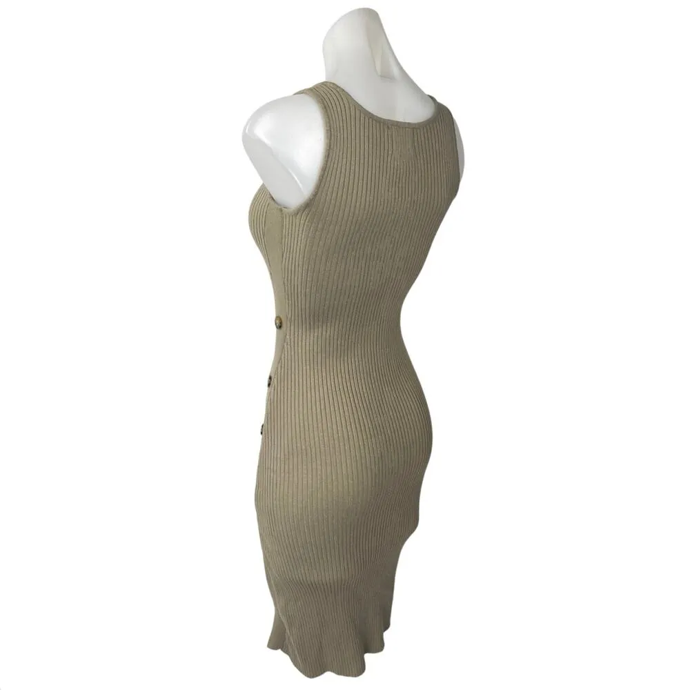 Hippie Rose Olive Green Sleeveless Ribbed Knit Tank Bodycon Mini Dress Size S - Image 2