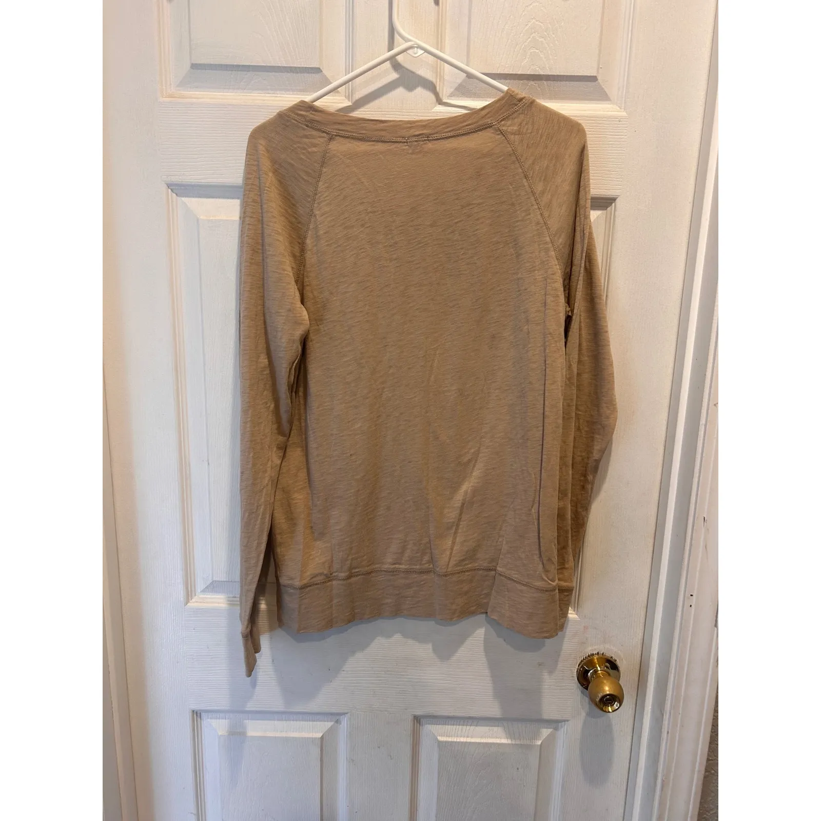 J. Crew Sequin Sweatshirt Tan Long Sleeve Crew Neck Pullover Women's Size L - Image 6