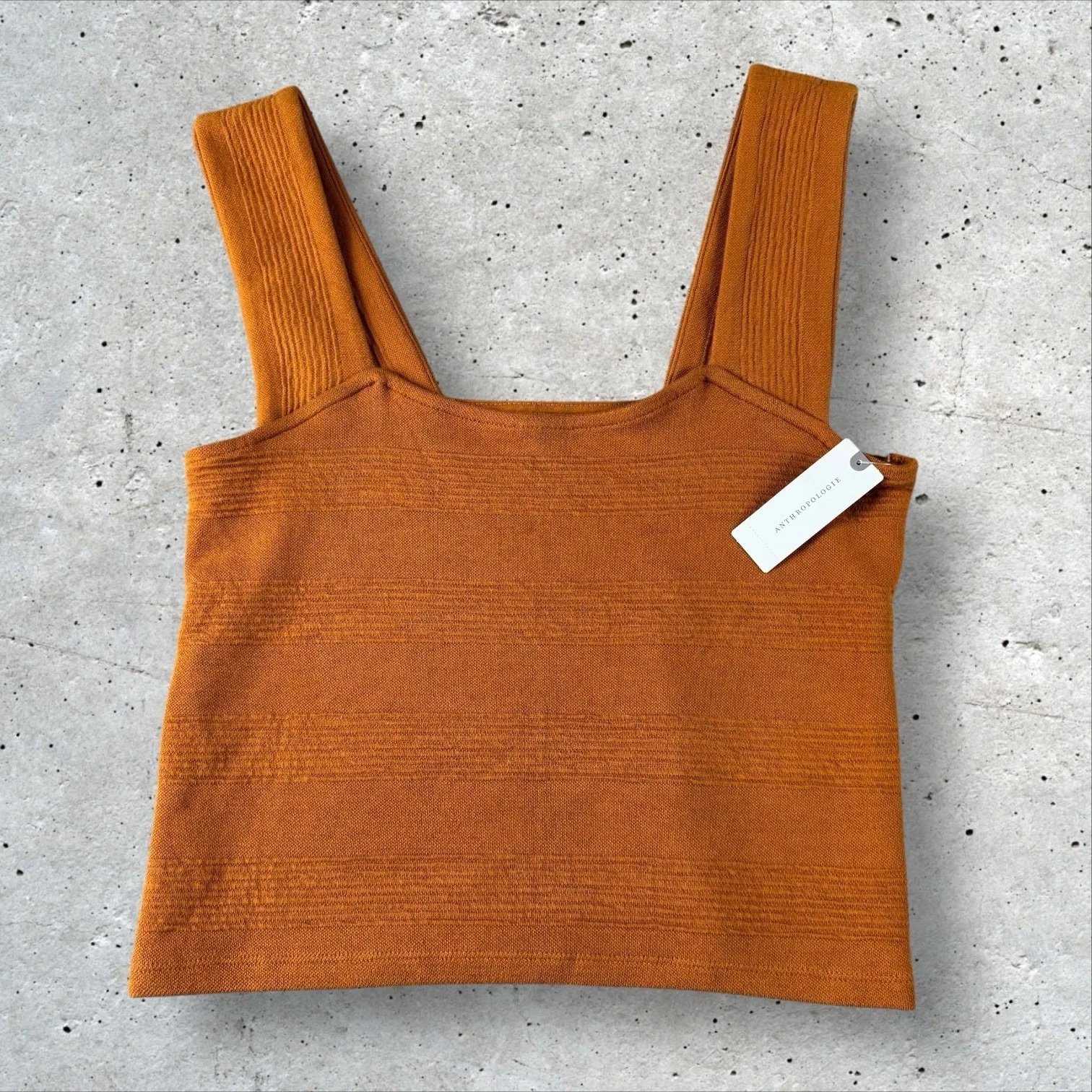 Anthropologie Daily Practice Textured Square-Neck Tank Top Shirt In‎ Copper Sz S - Image 3