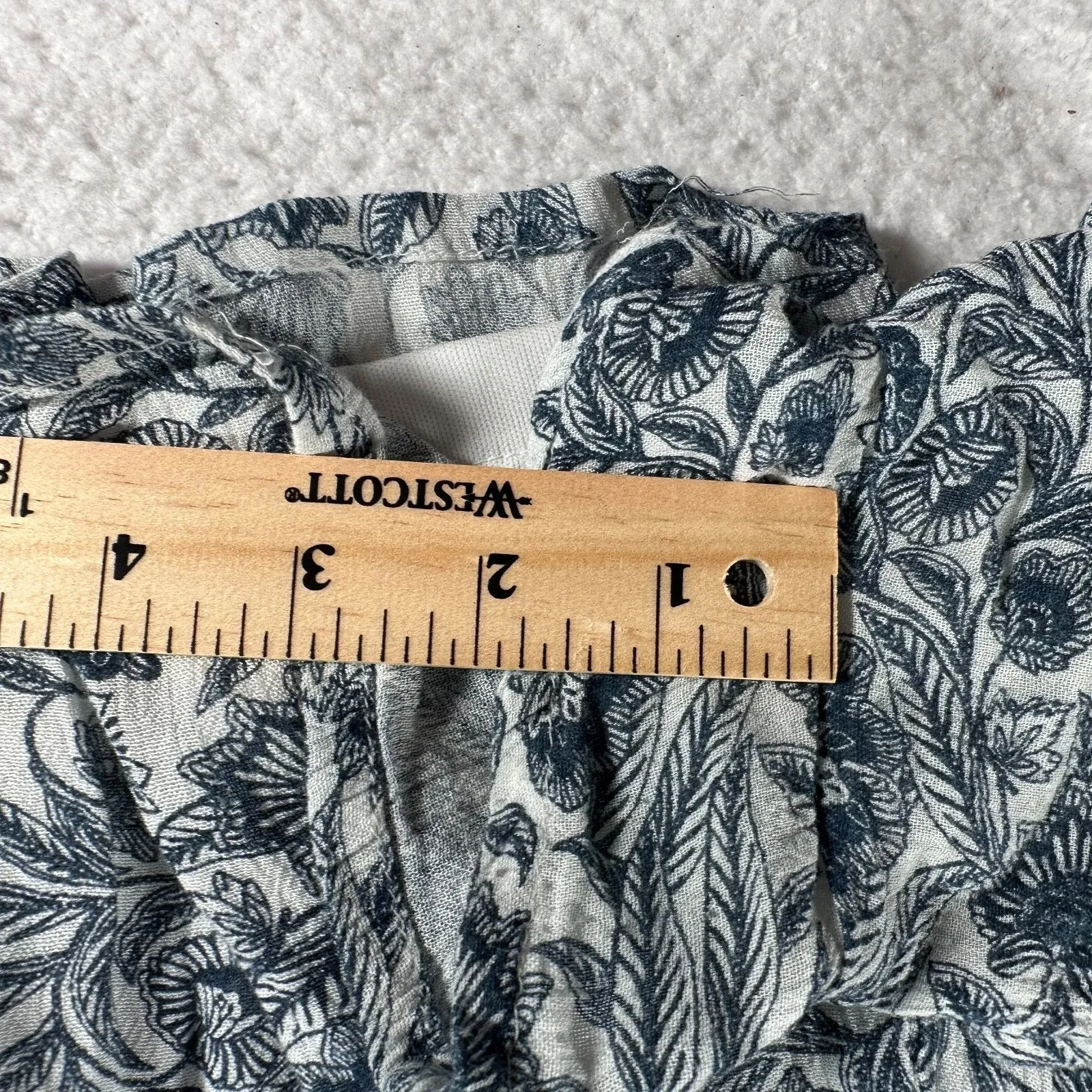 Japna High Rise Shorts Size Small Blue Floral Maroon Embroidered Elastic Waist - Image 6