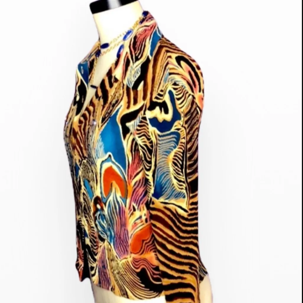 NWOT Alberto Makali Abstract Art-to-
Wear Blouse Size M - Image 3
