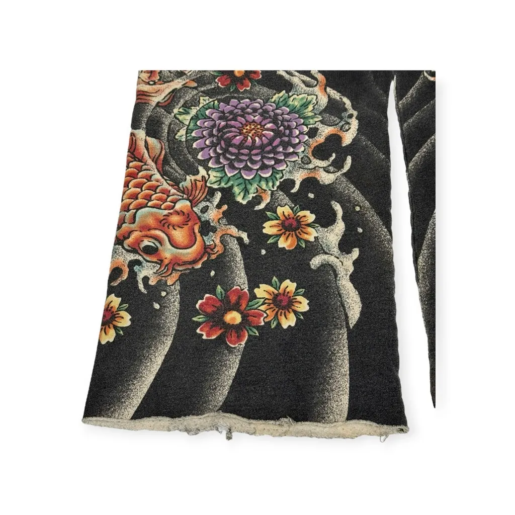 Rare: Y2K Lucky Brand ❀ Embroidered Asian Koi Butterfly Sweatpants ❀ Black ❀ L - Image 12