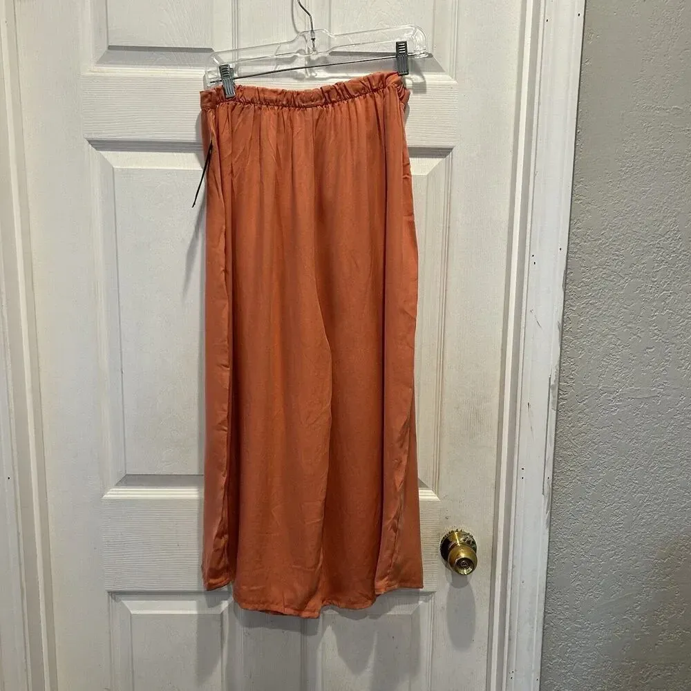 Bryn‎ Walker Tencel Flood Pants Orange Copper Lagenlook Wide Leg Size Large NWT - Image 4