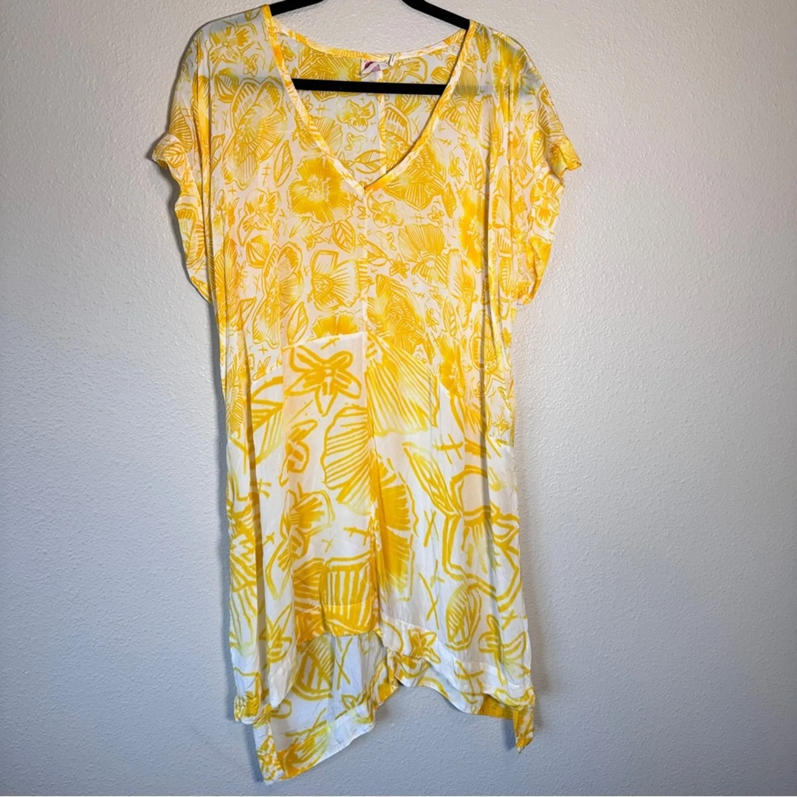 Anthropologie Lilka Yellow Printed Swimsuit Coverup Womens XS Beachy Summer - Image 4