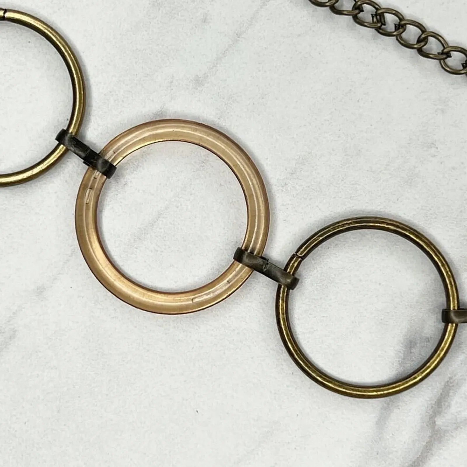 Bronze Tone Metal Plastic Hoop Chain Link Belt Circle Ring Y2K One Size (OS) ✨ Gold - Image 4