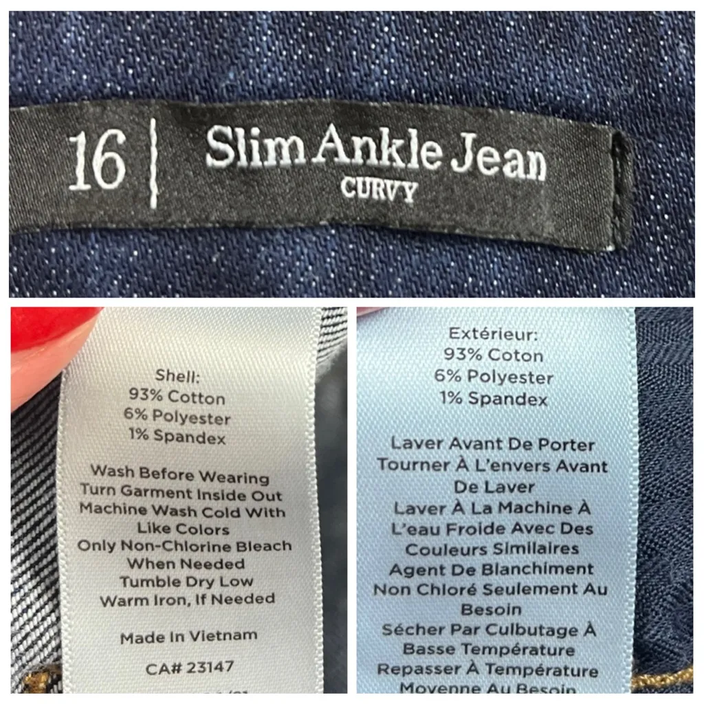 Talbots Slim Ankle Jean Curvy Dark Indigo Wash Mid Rise Women’s Plus Size 16 - Image 8