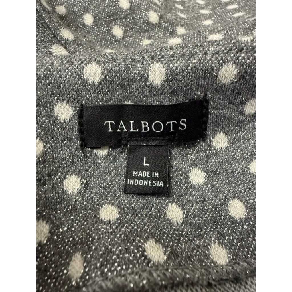 Talbots Top Size L Gray Polka Dot Long Sleeve Mock Neck - Image 7