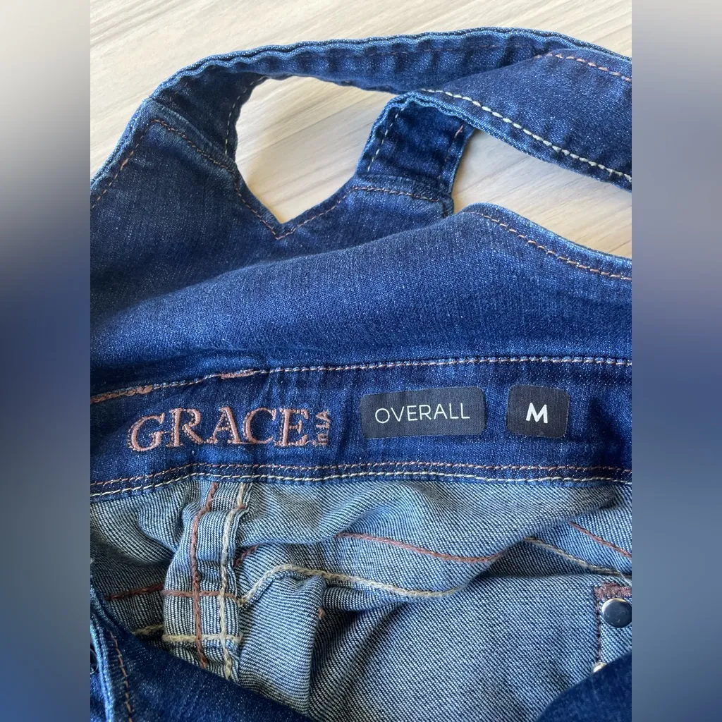 Grace Denim Blue Women's Overalls Size M - Image 12