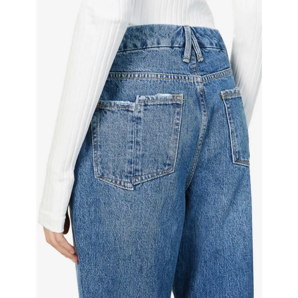 💕GOOD AMERICAN💕 Good Vintage Straight-Leg High-Rise Raw Hem Jeans 6/28 NWT - Image 5