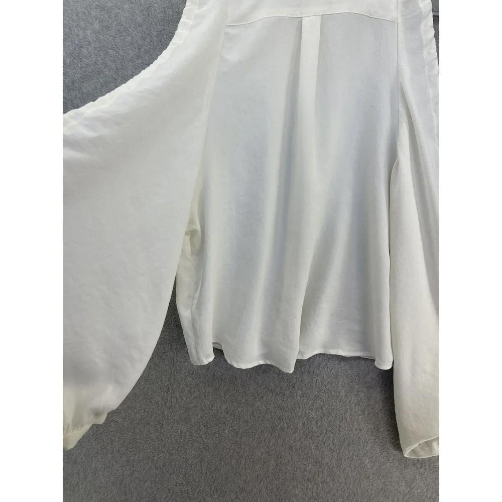 7 For All Mankind Women's Cold Shoulder Button Down Medium Japanese Fabric - Image 3