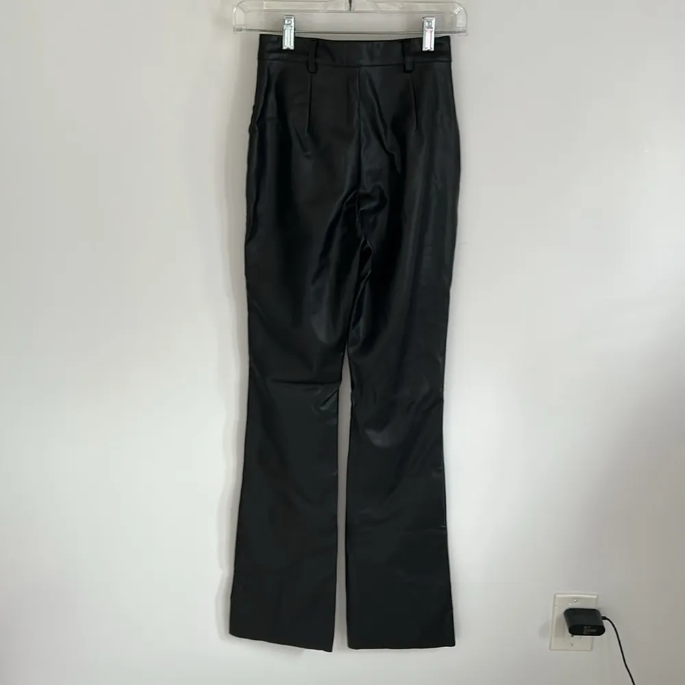 Meshki Tyra Black Faux Leather Straight Pants - Image 6