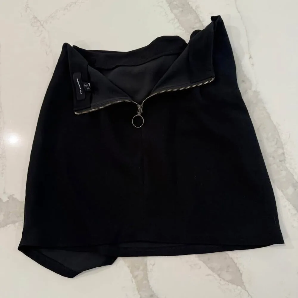 Who What Wear FrontKnot FauxWrap Asymmetrical Mini Skirt Womens 10 Black Stretch - Image 5