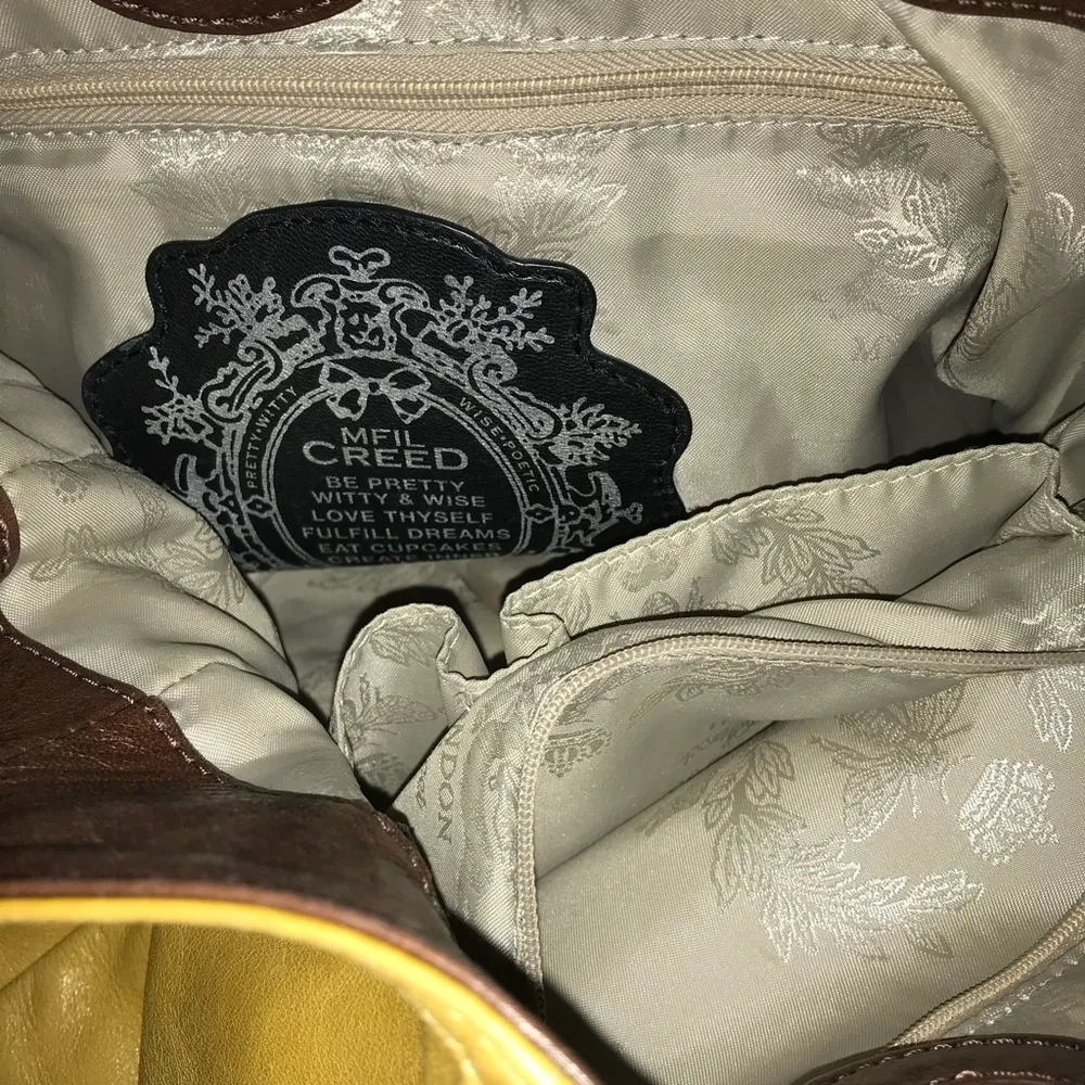 My Flat in London Snakeskin Hobo Vtg Bag (Rare) w/ Stud Bottom Great Condition Yellow - Image 10