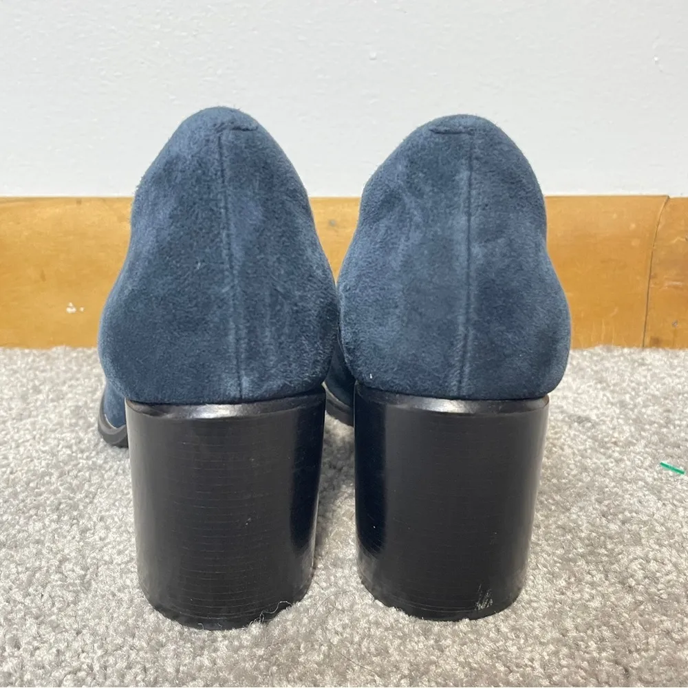 Clarks Artisan Tarah Brae Suede Block Heels Navy Blue‎ Green Color Block Size 6M - Image 9