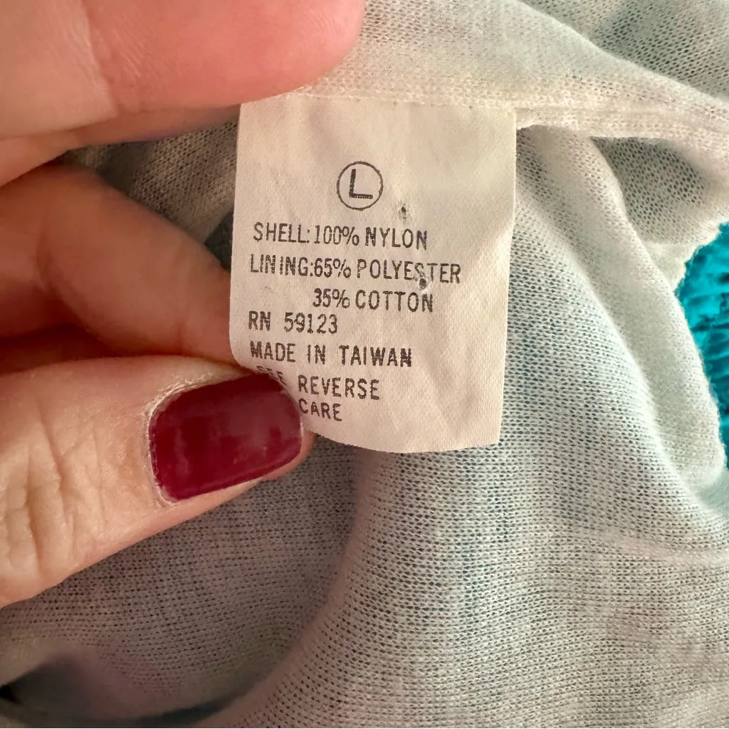 Vintage 80s 90s Windbreaker Track Suit Warm Up Set Size Large Teal Reversible Green - Image 6