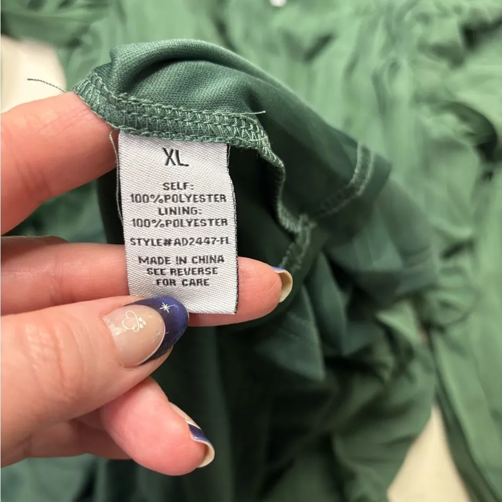 Baltic Born Aubrey Off Shoulder Pleated Mini Dress Green Size XL NWOT Belted - Image 6