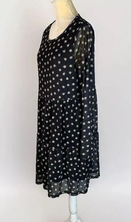 Love Fire black babydoll mesh floral dress siz XL - Image 4