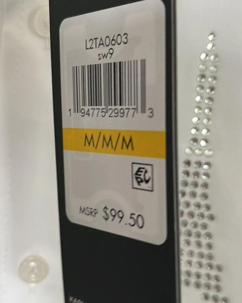 KARL LAGERFELD PARIS WOMEN SOFT WHITE SPARKLE KLP LOGO SHIRT SIZE MEDIUM - Image 4