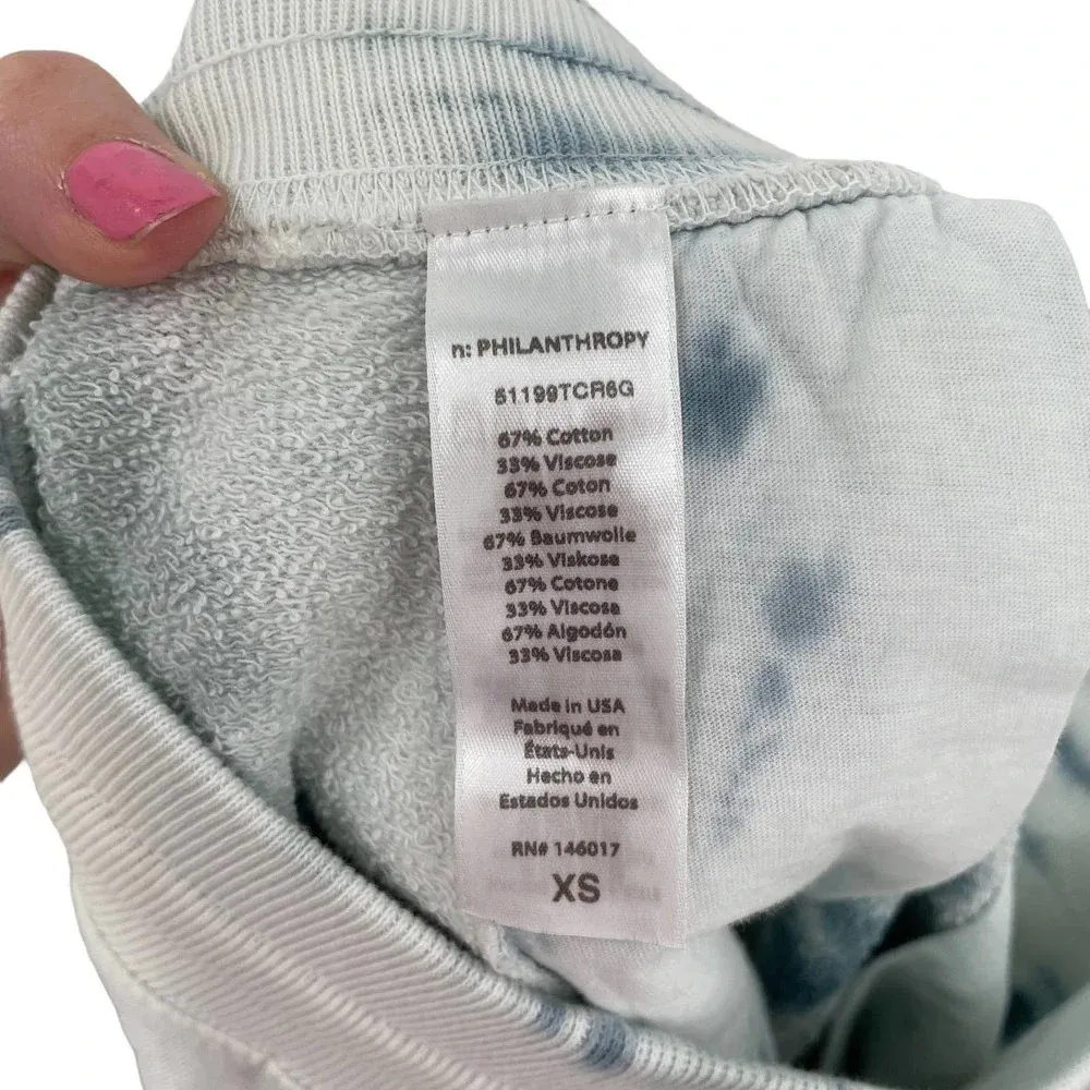 Anthropologie n:Philanthropy Coco Shorts Terry Knit Tie Dye Sky‎ Blue Size XS - Image 12