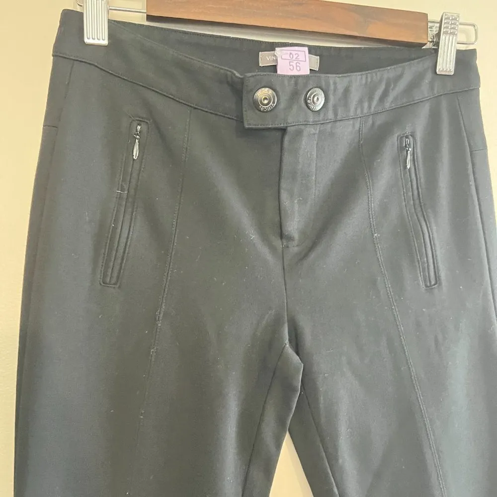 Vince Black Ponte Pants Casual Business Work Pant Skinny Pant Zip Pocket Stretch - Image 3