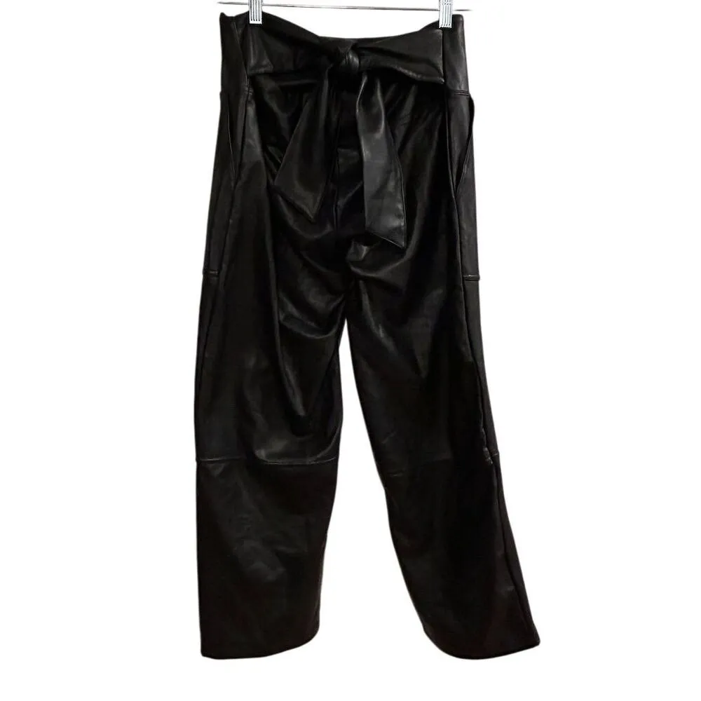 Joie Women's Wide-Leg Faux Leather Pants Black Size L Casual - Image 7