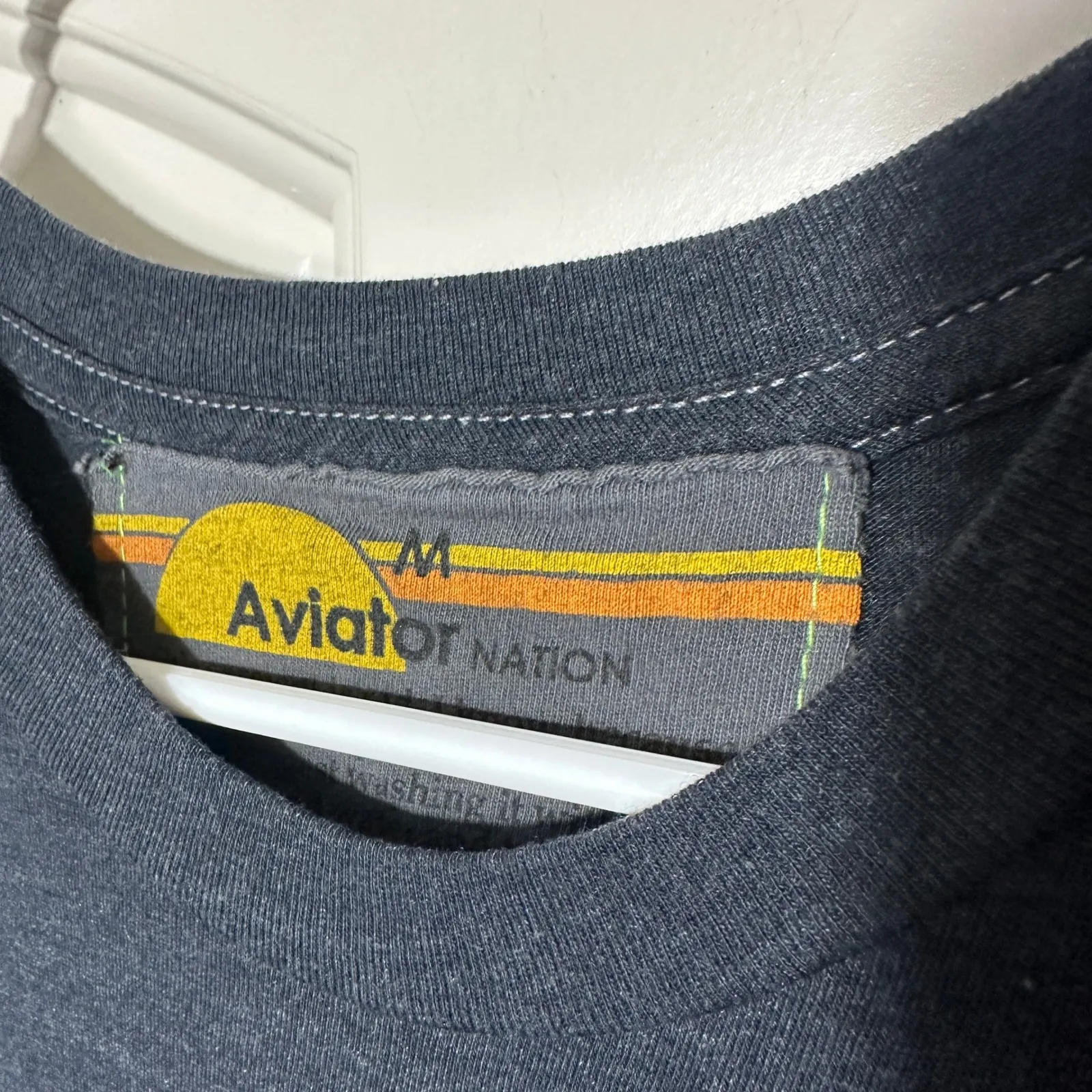 Aviator Nation Aspen Graphic Tee Charcoal Medium Pocket Logo Retro Made USA - Image 2