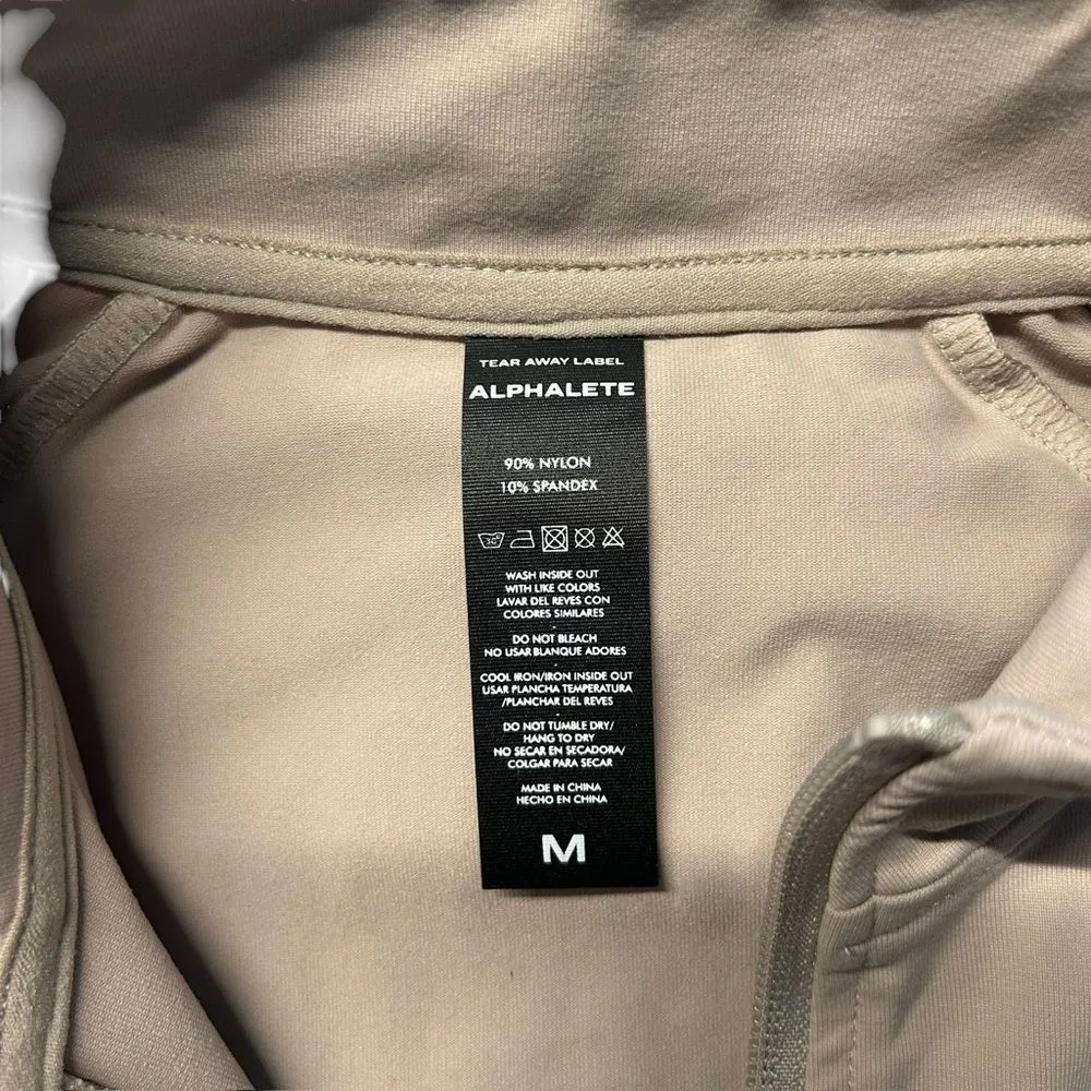 Alphalete Women’s M Full Zip Pro Elite Performance Jacket Beige Sand Fitted‎ Gym - Image 3