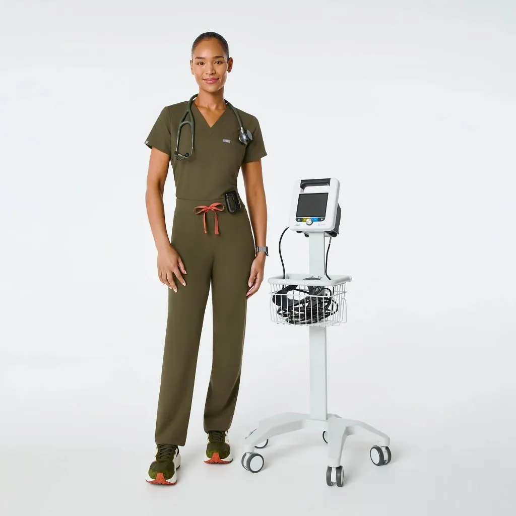 Figs High Waisted Livingston Basic Scrub Pants in Spruce, Size X-Large - Image 3