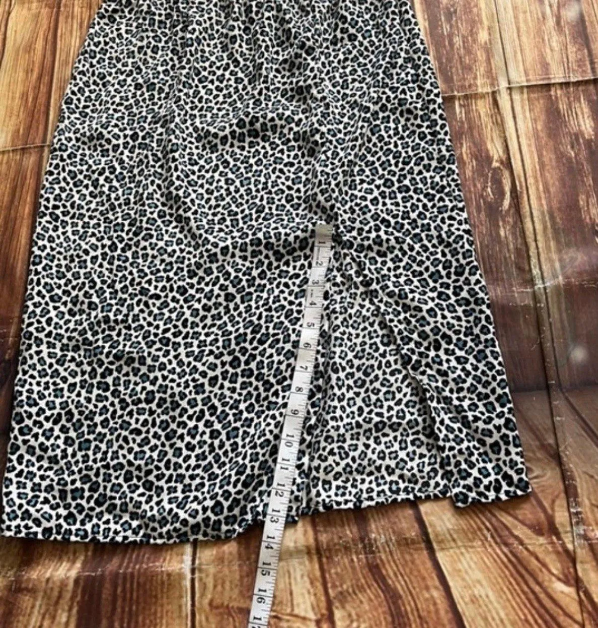 Women's Leopard Print Cheetah Midi Skirt Blue Size Large - Image 6