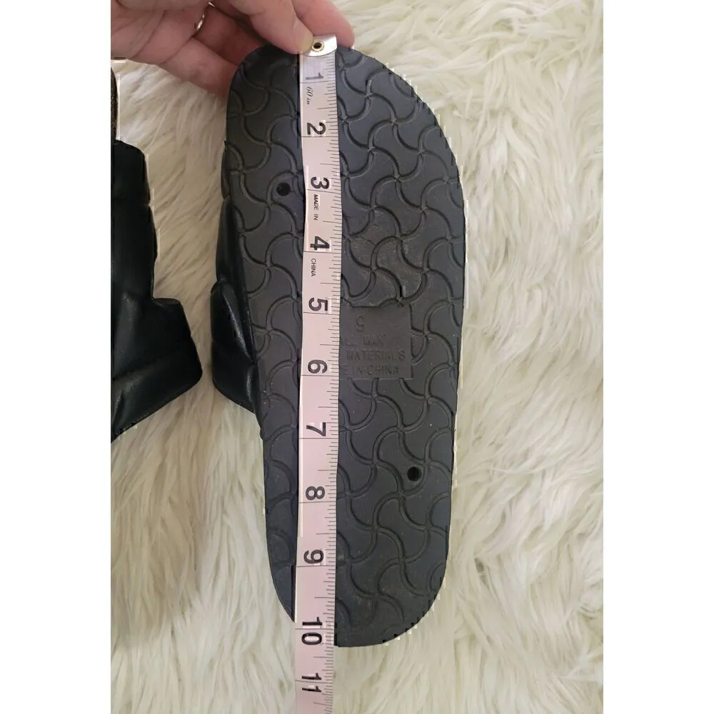 Solemates Sz 9 Slide On Double Padded Straps Sandals in Black Tan - Image 6