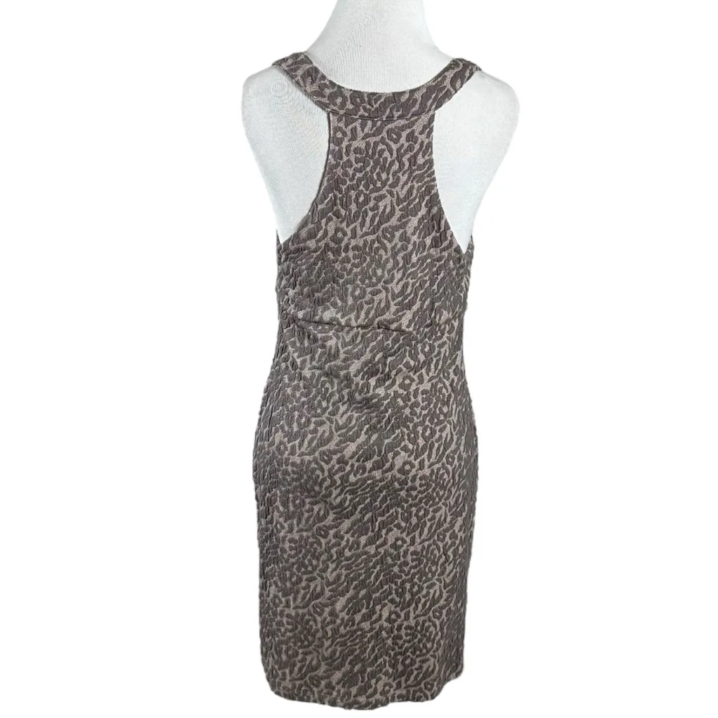 Y2K Free People Textured Leopard Sleeveless Bodycon Mini Dress Medium Mob Wife - Image 5