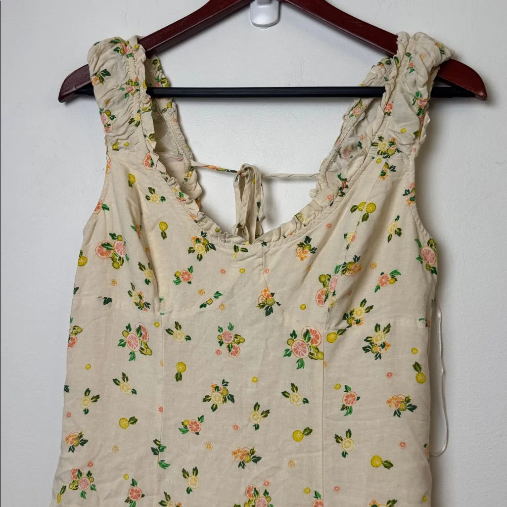 Free people like a lady citrus printed mini dress size Small Linen Blend - Image 5