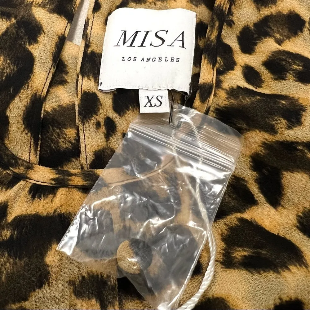 MISA Los Angeles Katia Leopard Print Ruffle Long Sleeve Mini Dress Size XS. NEW - Image 13
