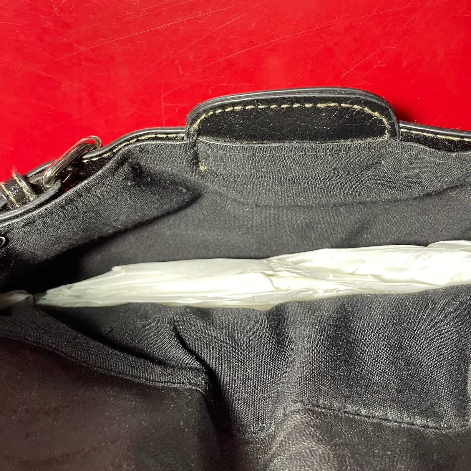 Rosetti Black Faux Leather Shoulder Bag Braided Strap Buckle Hardware Y2K Edgy - Image 6