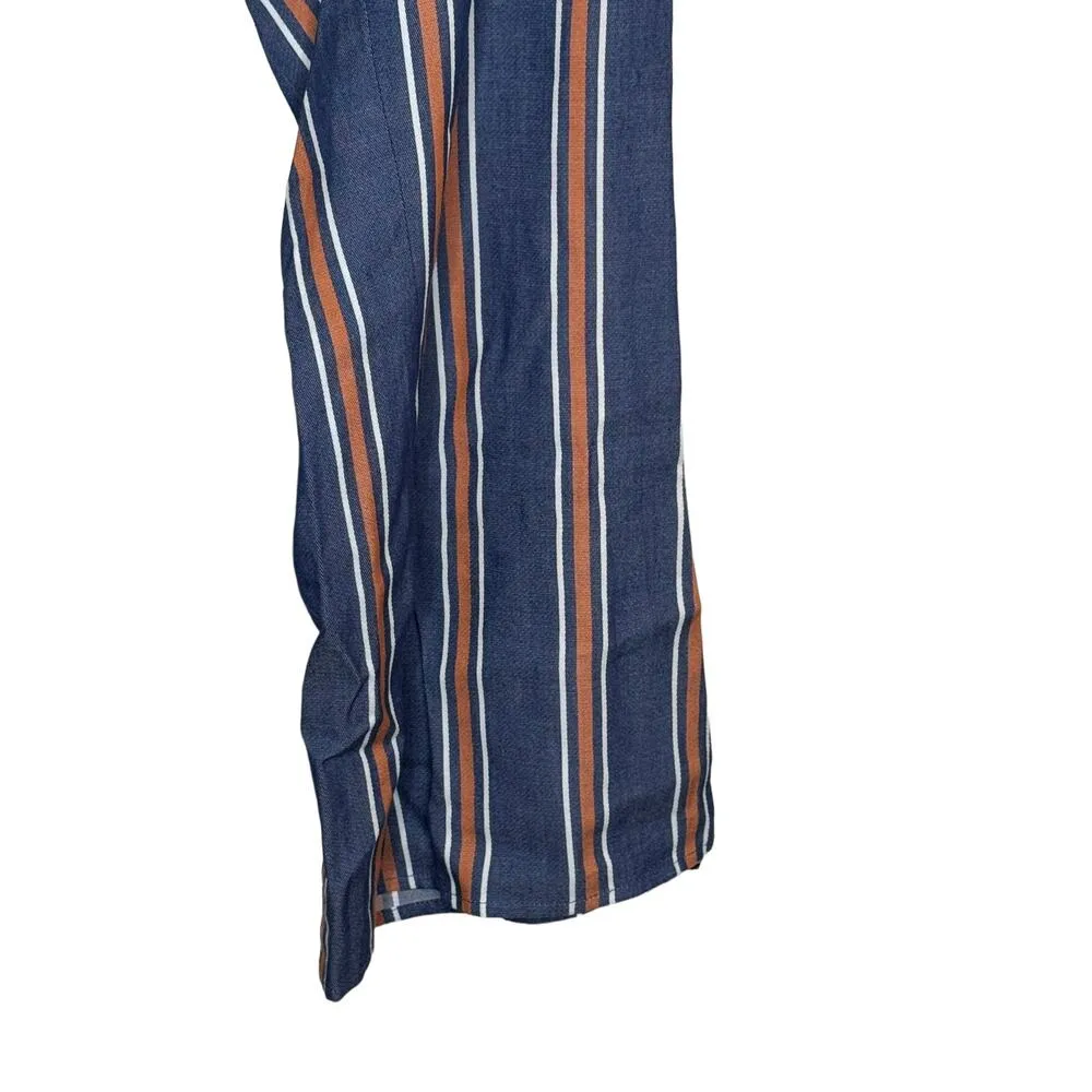 Saltwater Luxe Womens Pants Striped Retreat Crop Striped Pull On Flare Indigo XS - Image 2