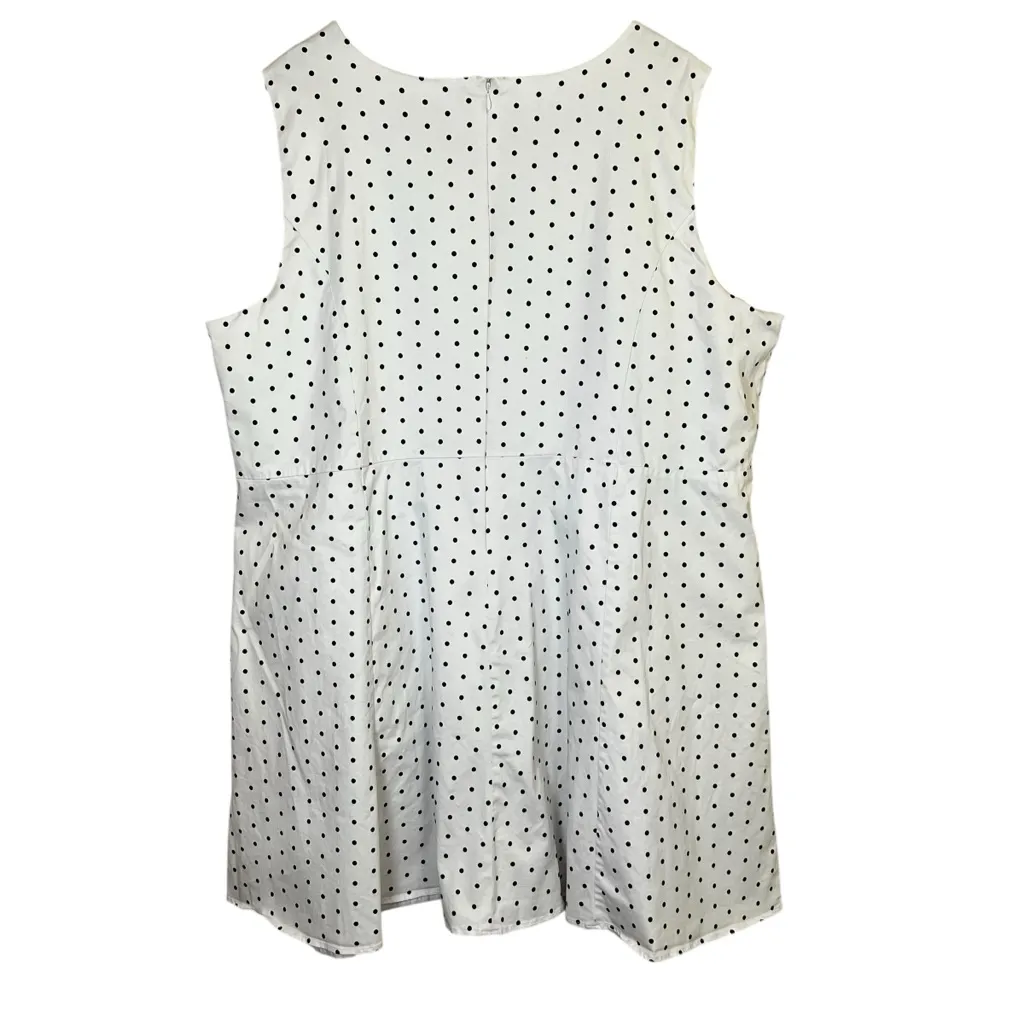 Ellos White Polka Dot Dress Plus Size 32 Sleeveless Skater A - Image 2