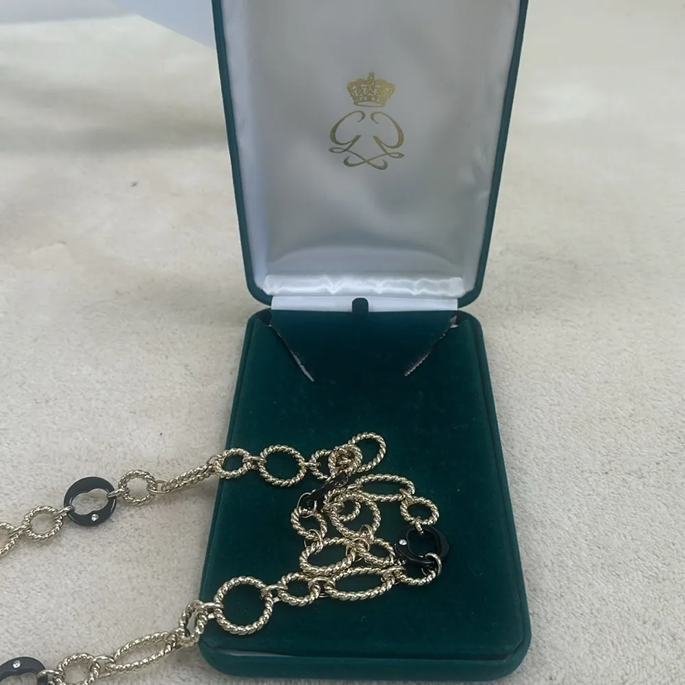 Clarion Pell Grace Kelly Oval Gold & Black Link Crystal 36” Necklace - Image 8