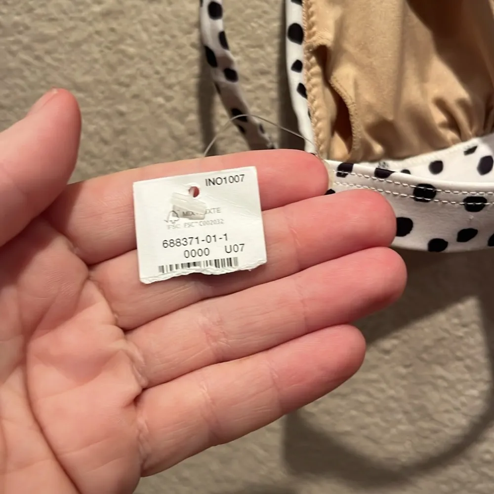 New Old Navy Polka Dot String Bikini Triangle Bikini Top Black White XS - Image 6