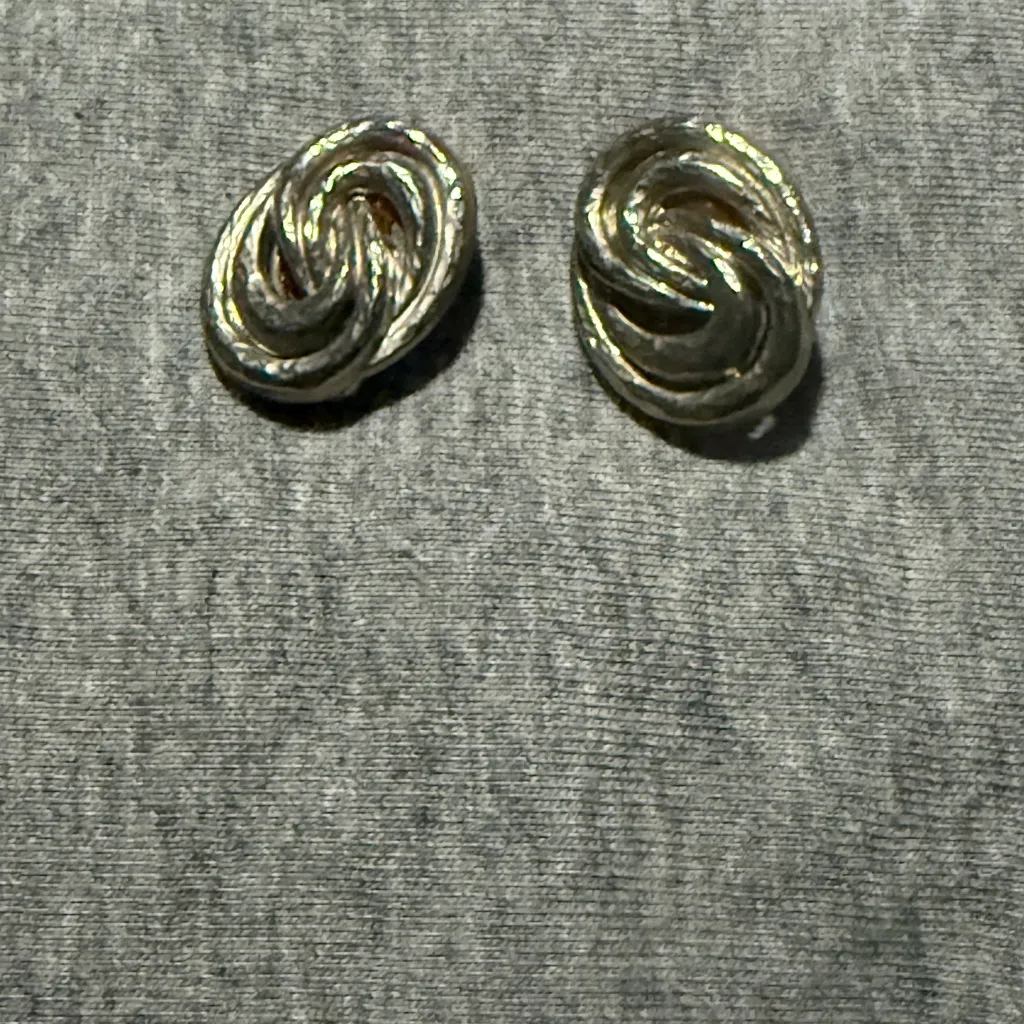 Twisted Silver Knot Earrings - Image 2