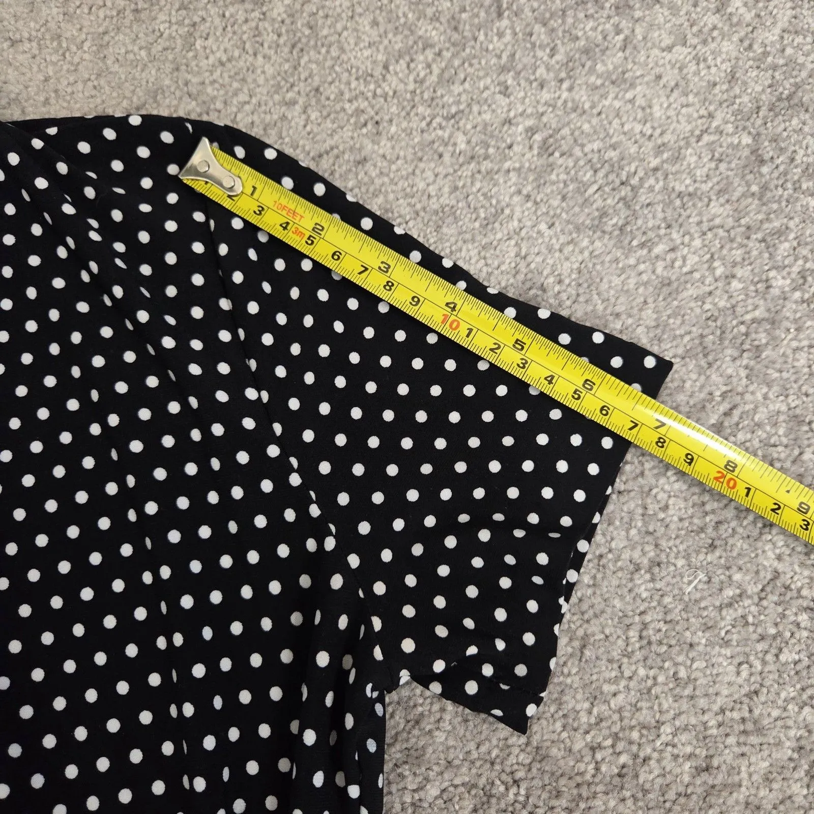 Norma Kamali Black White Polka Dot Faux Wrap Jersey Knit Fitted Sheath Dress S - Image 14