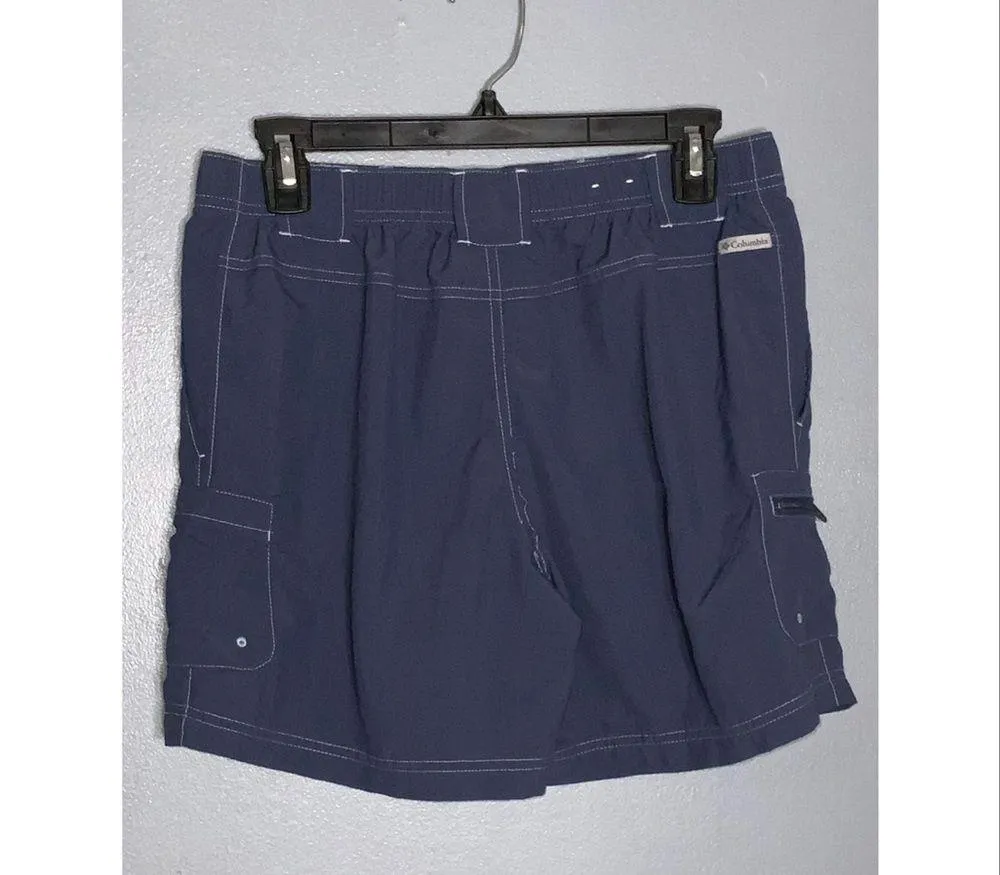 Columbia Women’s Navy Blue Nylon White Stitching Sporty Cargo Shorts Pockets Sm - Image 2