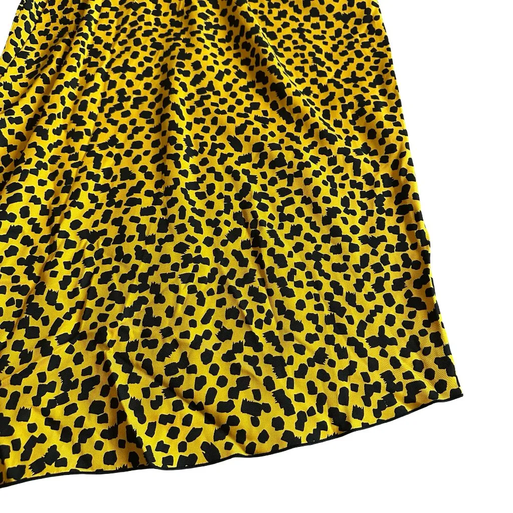 Bimba Y Lola Yellow Black Print Shift Dress Asymmetrical Unique Bold Size XS - Image 4