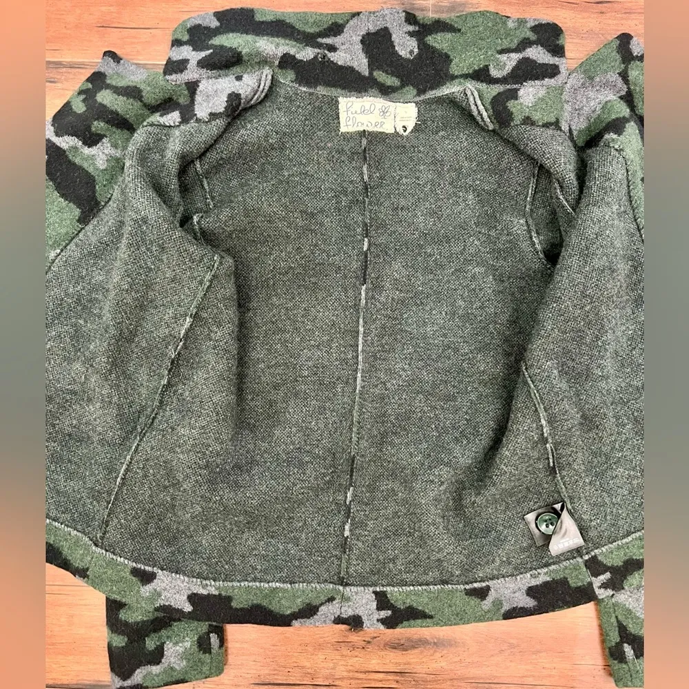 Anthropologie Field Flower Camo Wool Sweater Coat - Size S - Image 7