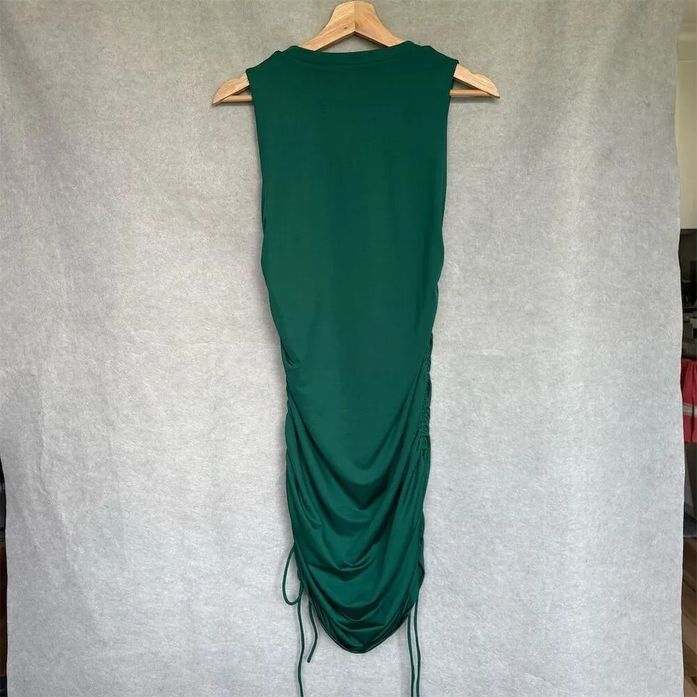 Superdown Green Ruched Sleeveless Mini Dress Size L Adjustable Sides - Image 2
